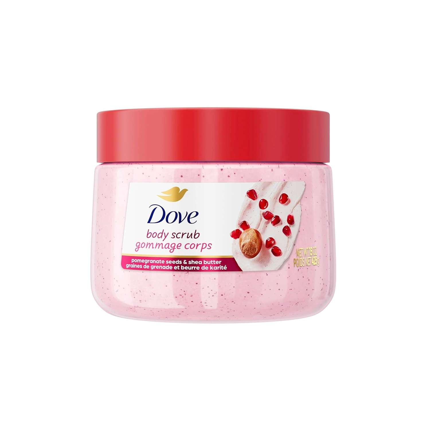 اسکراب بدن داو مدل هسته انار و کره شی (Dove Body Scrub - Pomegranate Seeds & Shea Butter)