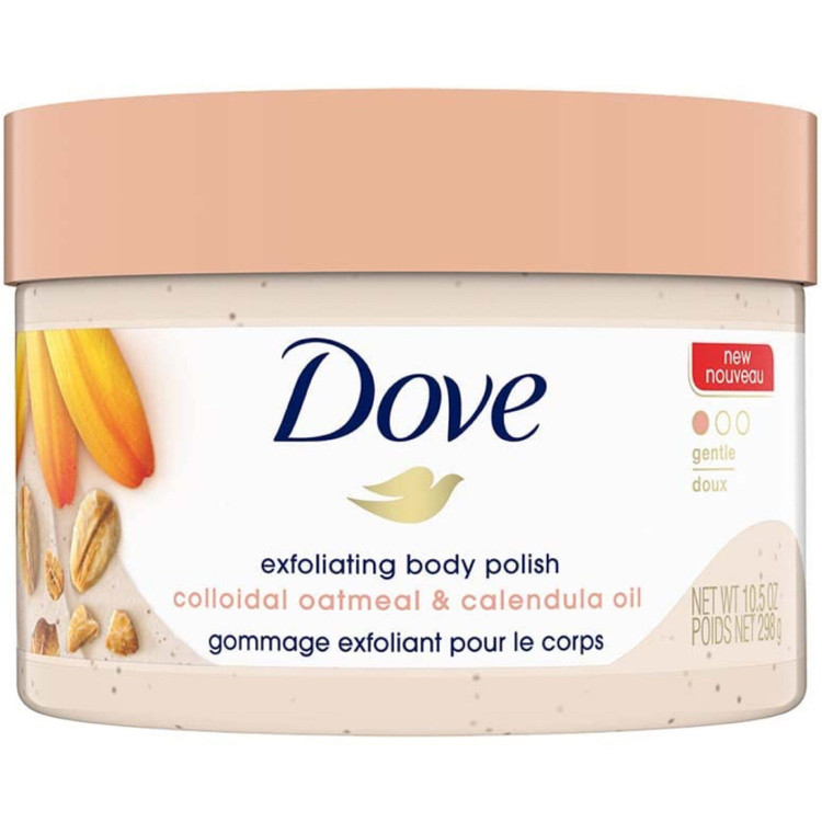 اسکراب بدن داو (Dove) مدل بلغور جو دوسر و روغن کالندولا (Colloidal Oatmeal & Calendula Oil