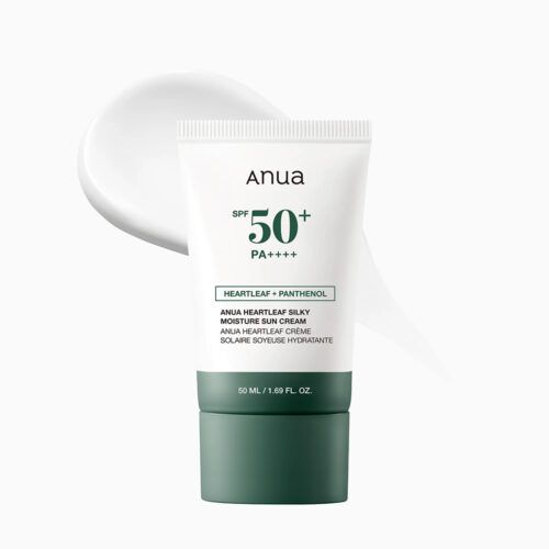 ضدآفتاب مرطوب‌کننده و ابریشمی آنوا حاوی هارت‌لیف و پانتنول با SPF 50 - حجم ۵۰ میلی‌لیتر (Anua Heartleaf Silky Moisture Sun Cream