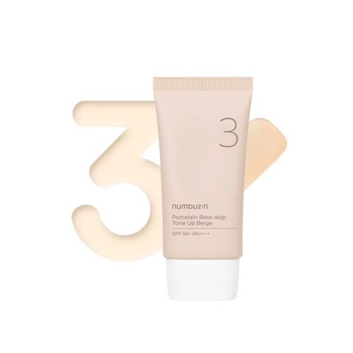 کرم ضدآفتاب و تونا‌پ شماره ۳ مدل Porcelain Base-skip حجم ۵۰ میلی‌لیتر - نامبوزین (numbuzin No.3 Porcelain Base-skip Tone Up Beige SPF 50+ PA++++)
