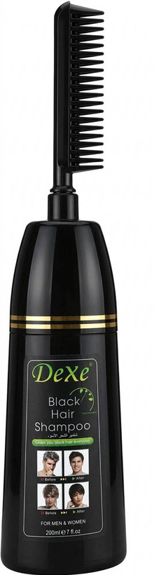 شامپو رنگ مو دکسی مدل Black Hair حجم ۲۰۰ میلی لیتر به همراه شانه (Dexe Black Hair Shampoo with Comb)