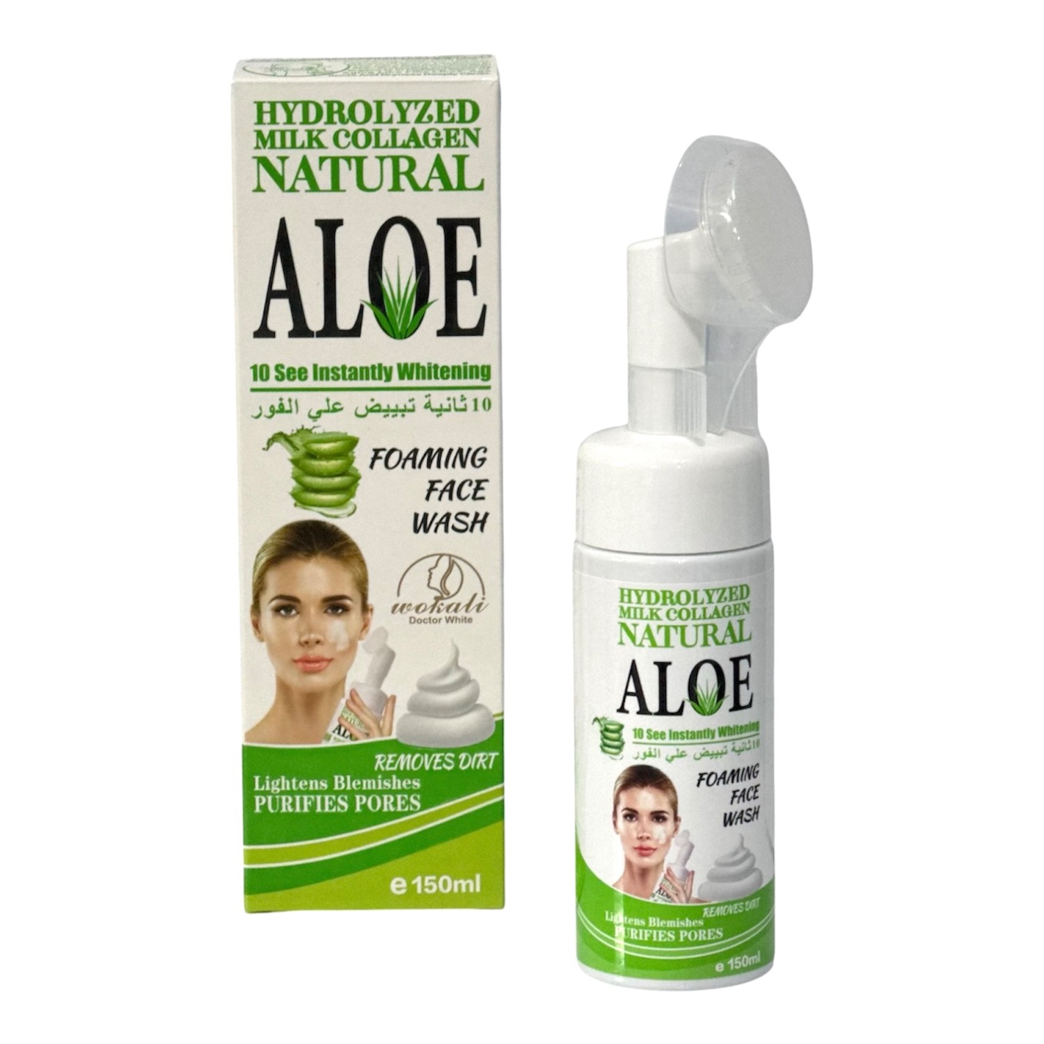 فوم شستشوی صورت وکالی (Wokali) مدل Aloe Vera & Milk Collagen حجم ۱۵۰ میلی‌لیتر
