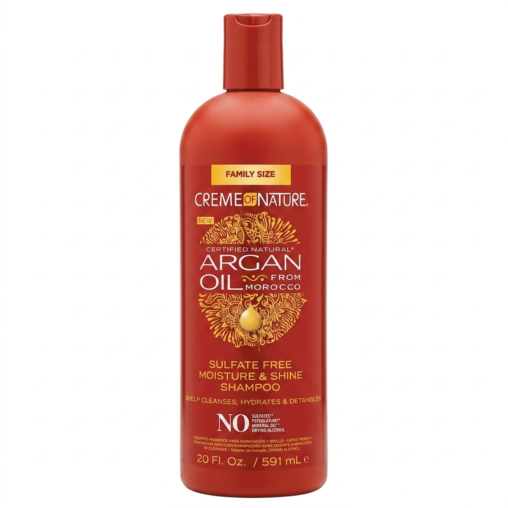 شامپو بدون سولفات روغن آرگان کرم آف نیچر مدل Moisture & Shine (حجم ۵۹۱ میلی‌لیتر - سایز خانوادگی)