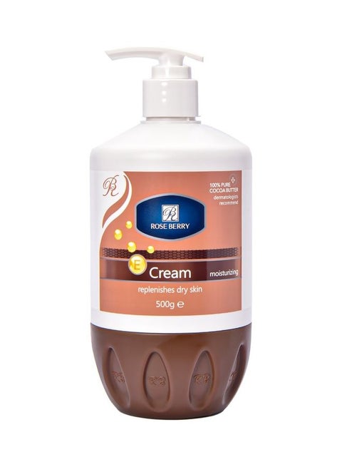 کرم مرطوب‌کننده و آبرسان قوی رُز بری (ROSE BERRY) مدل Vitamin E & Cocoa Butter حجم ۵۰۰ گرم