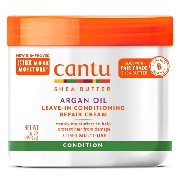 نرم کننده عمیق سه کاره بعد و داخل حمام آرگان کنتو حجم 453 گرم Cantu Argan Oil Leave-In Conditioning Repair Cream 453g(اورجینال)