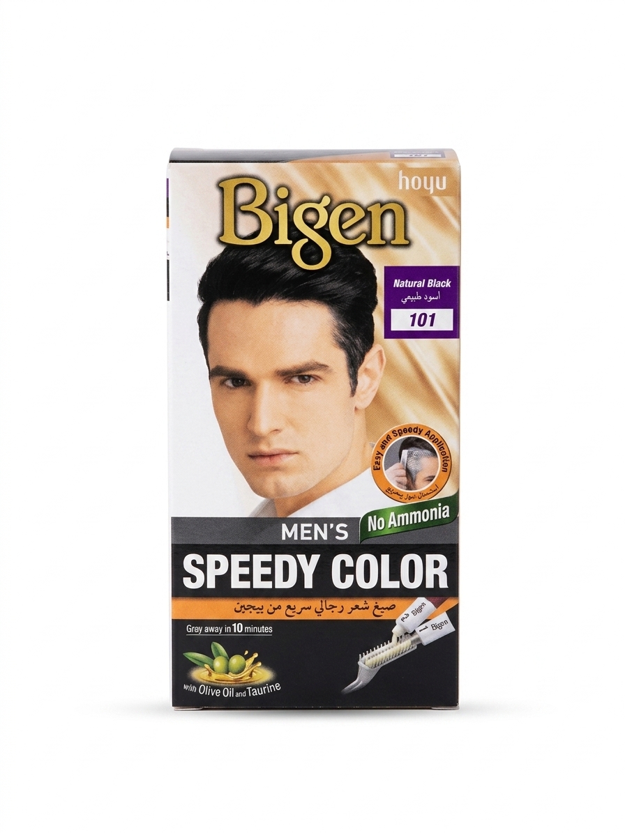 کیت رنگ موی سریع مردانه بیژن (Bigen) شماره 101 رنگ مشکی طبیعی (Natural Black) بدون آمونیاک ‌