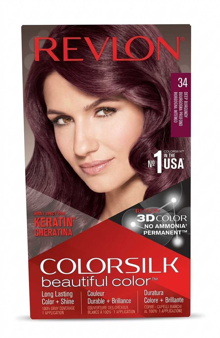 رنگ موی بدون آمونیاک رولون سری Colorsilk شماره 34 (رنگ شرابی تیره / بادمجانی تیره / Deep Burgundy) ‌