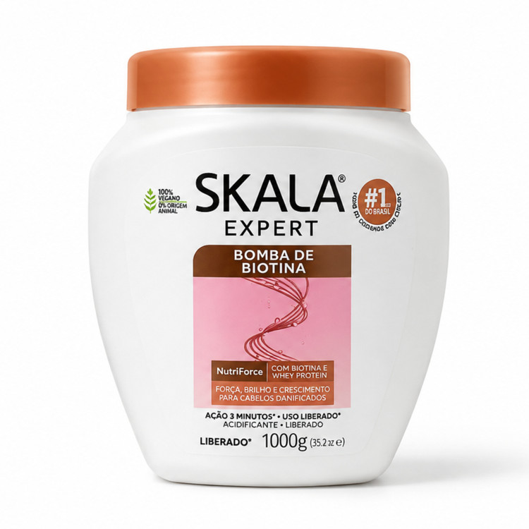 ماسک مو و نرم‌کننده دوکاره بمب بیوتین اسکالا (Skala Expert Bomba de Biotina) مخصوص موهای آسیب‌دیده و کدر – حجم ۱۰۰۰ گرم ‌(اورجینال)