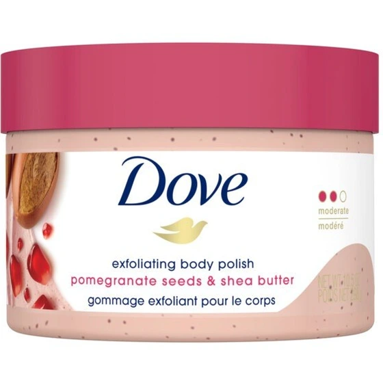 اسکراب و لایه‌بردار بدن داو مدل دانه‌های انار و کره شی (Dove Exfoliating Body Polish Pomegranate Seeds & Shea Butter) – حجم ۲۹۸ گرم