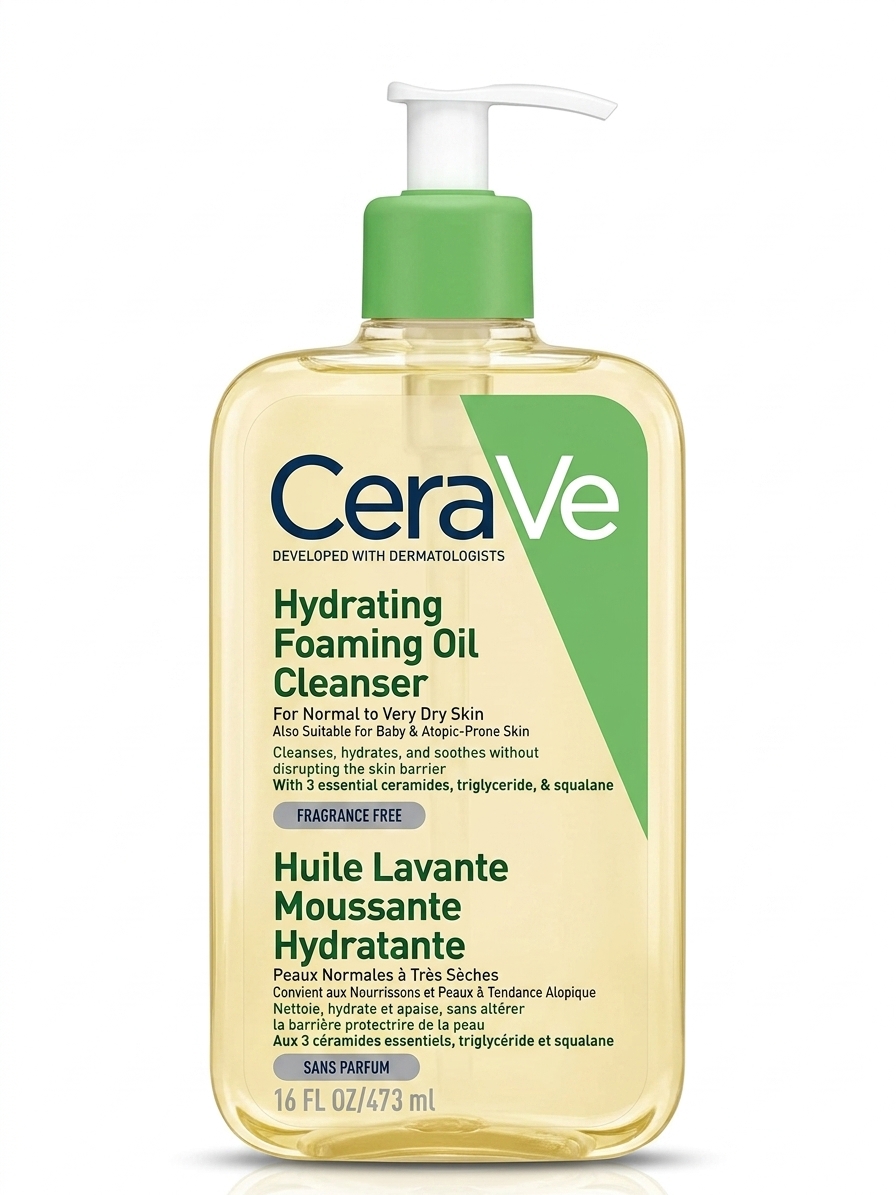 روغن شوینده فوم‌شونده و مرطوب‌کننده سراوی مناسب پوست‌های نرمال تا خیلی خشک (CeraVe Hydrating Foaming Oil Cleanser) – حجم ۴۷۳ میلی‌لیتر ‌