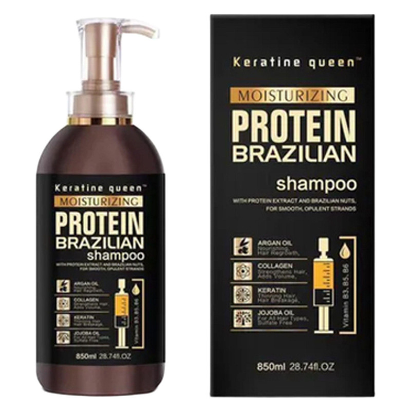 شامپو پروتئین و کراتین برزیلی کراتین کوئین (Keratine Queen Moisturizing Protein Brazilian Shampoo) – حجم ۸۰۰ میلی‌لیتر