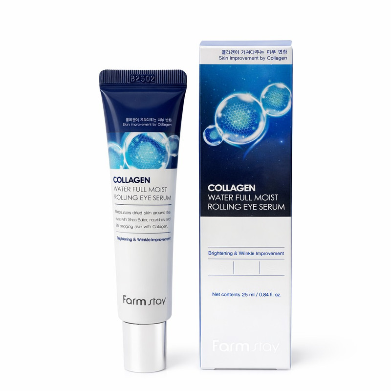 سرم دور چشم غلتکی فارم استی مدل Collagen Water Full Moist ضد چروک و روشن کننده زنانه و مردانه بی رنگ حجم ۲۵ میلی لیتر ‌
