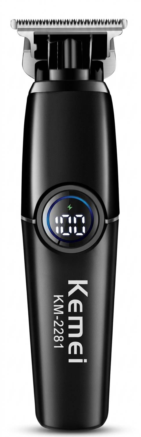ماشین اصلاح موی سر و صورت کیمی مدل KM-2281 خط زن شارژی LCD دار مردانه مشکی ‌
