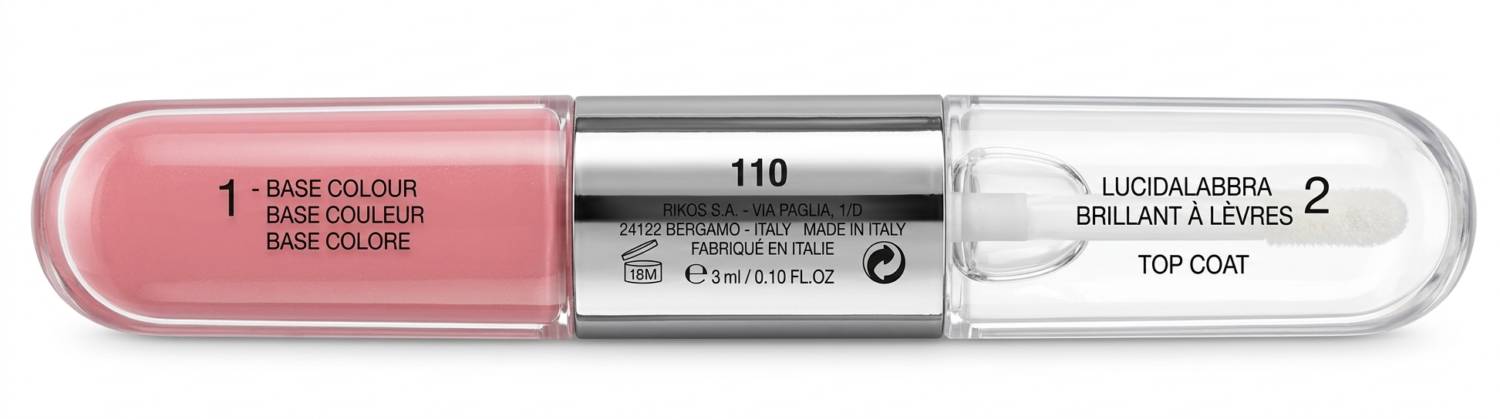 رژ لب مایع دو مرحله‌ای کیکو میلانو (Kiko Milano) سری Unlimited Double Touch شماره 110 (صورتی ملایم/Satin Pink) ‌
