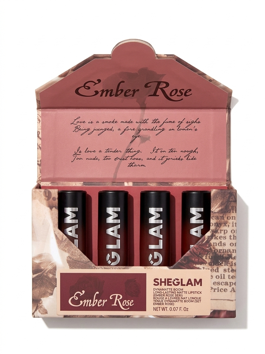 پک رژ لب جامد مات شیگلم (SHEGLAM) سری Ember Rose مدل Dynamatte Boom ‌