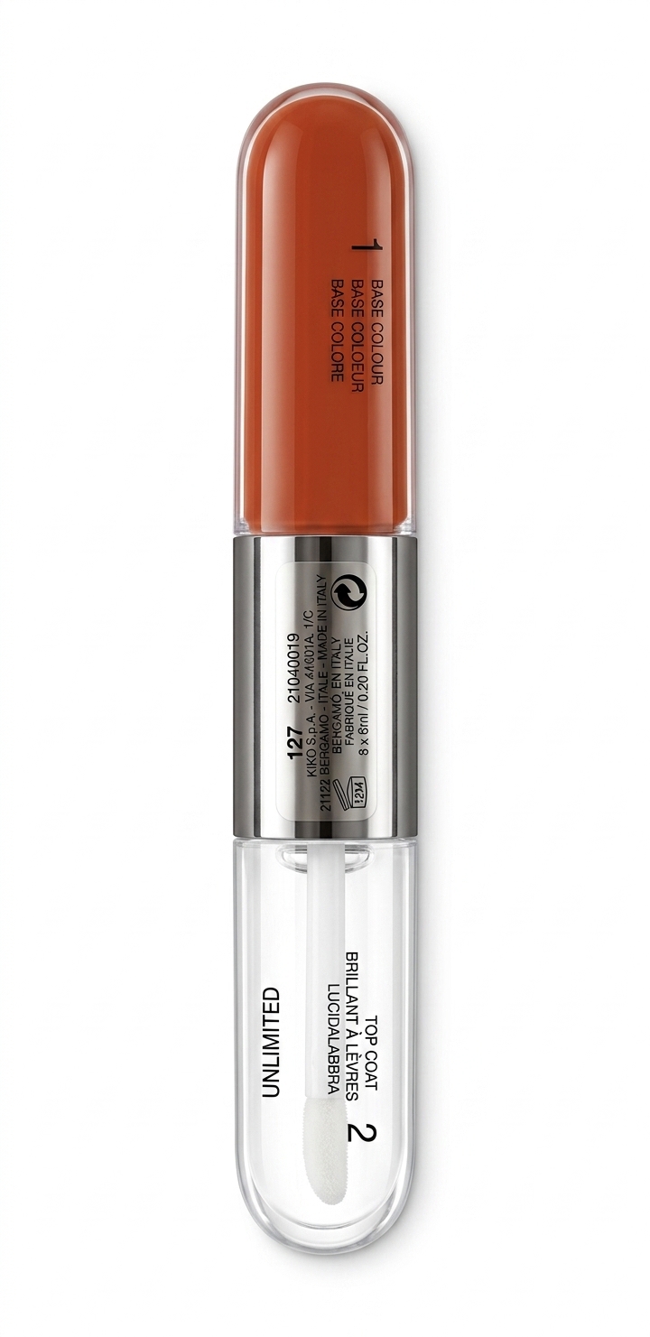 رژلب مایع دوطرفه ۲۴ ساعته کیکو میلانو (Kiko Milano Unlimited Double Touch) - شماره 127 (Pumpkin / پامپکین)
