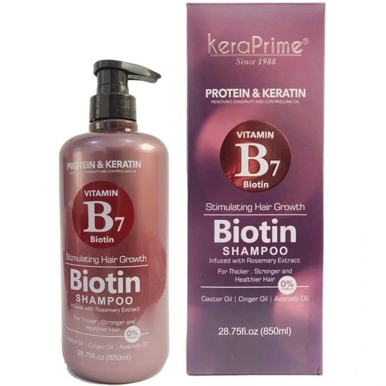 شامپو تقویت‌کننده و ضد ریزش کرا پرایم (KeraPrime) مدل Biotin B7 حجم ۸۵۰ میلی‌لیتر