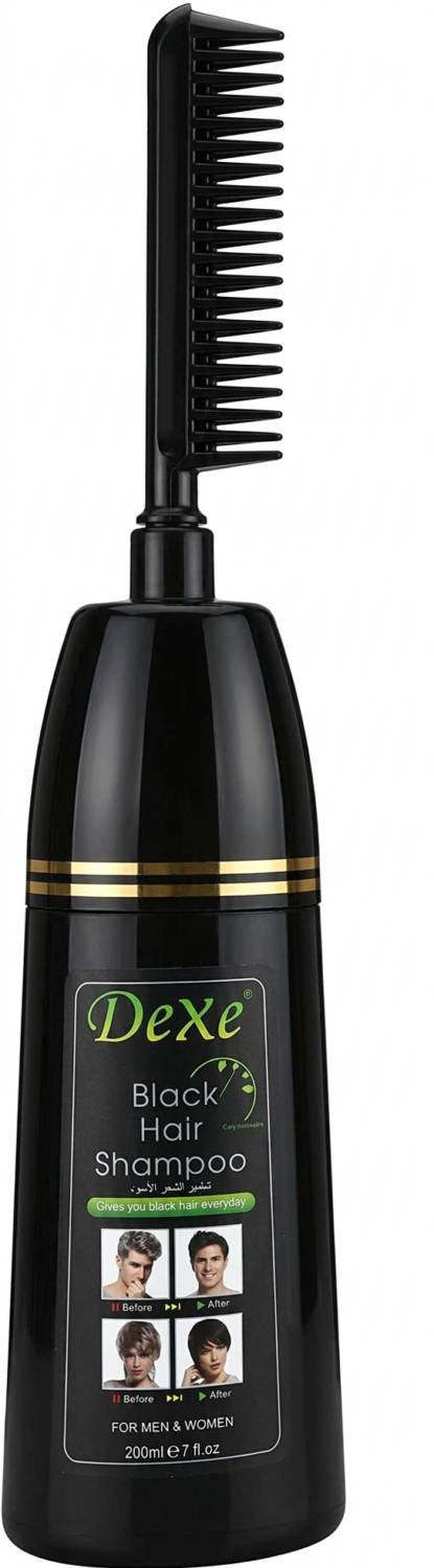 شامپو رنگ مو دکسی مدل Black Hair حجم ۲۰۰ میلی لیتر به همراه شانه (Dexe Black Hair Shampoo with Comb)