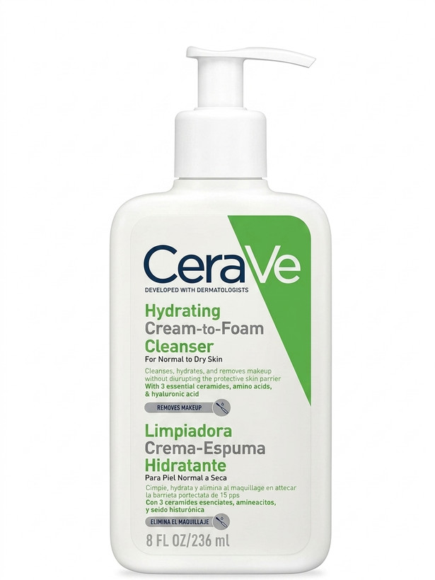 شوینده کرم به فوم آبرسان سراوی۲۳۶ میلی (CeraVe Hydrating Cream-to-Foam Cleanser) 