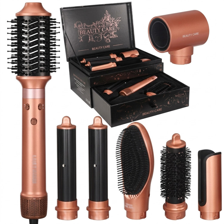 ست حالتدهنده و سشوار چندکاره بیوتی کر Beauty Care مدل ۶ در ۱ رنگ رزگلد