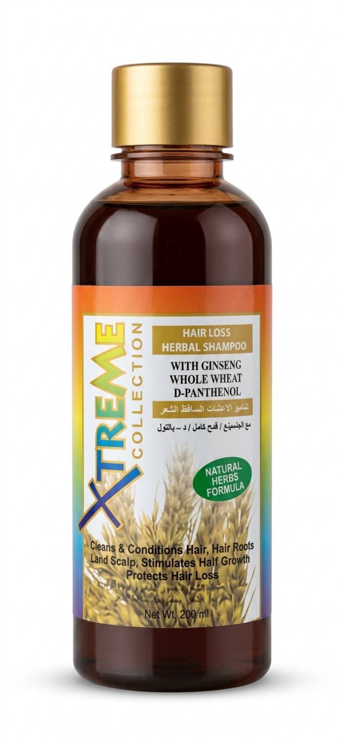 شامپو گیاهی ضد ریزش مو اکستریم (Xtreme Collection) حاوی جینسینگ، گندم و ویتامین B5