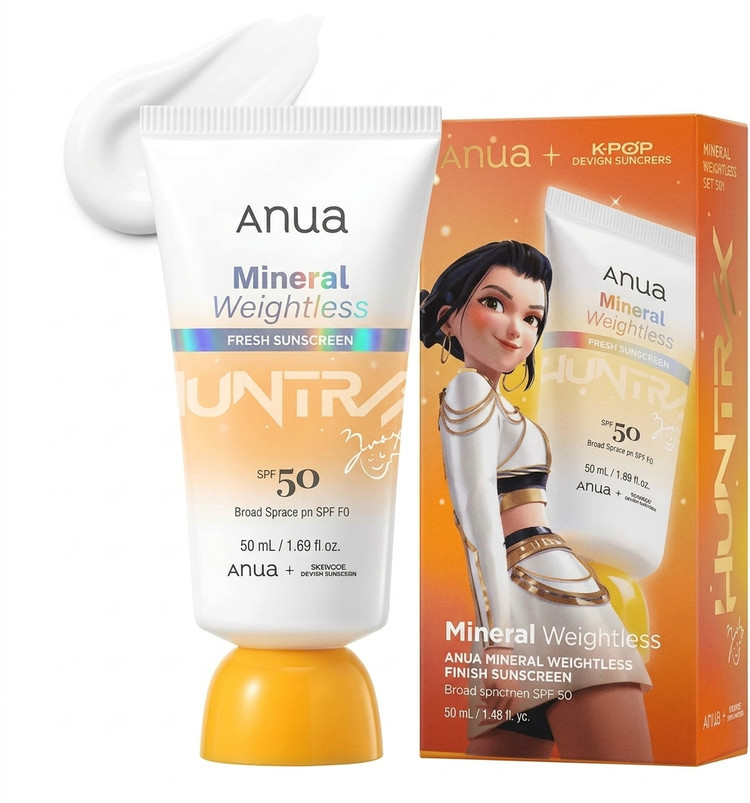 ضد آفتاب مینرال سبک آنوآ (Anua Mineral Weightless Finish Sunscreen) - نسخه محدود K-Pop Demon Hunters - حجم ۵۰ میلیلیتر