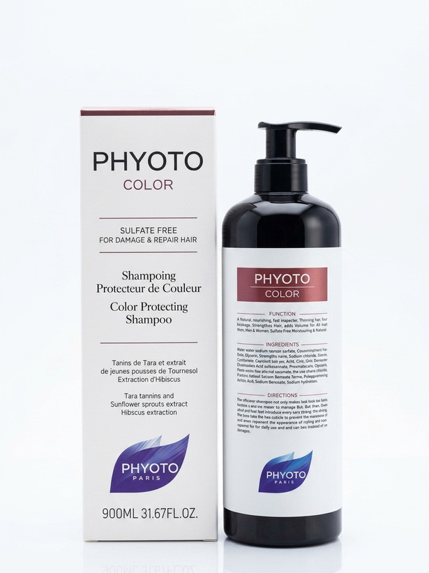 شامپو تثبیتکننده رنگ و ترمیمکننده بدون سولفات فیوتو (PHYOTO) مدل کالر (Color) - مخصوص موهای رنگشده و آسیبدیده حجم ۹۰۰ میلیلیتر