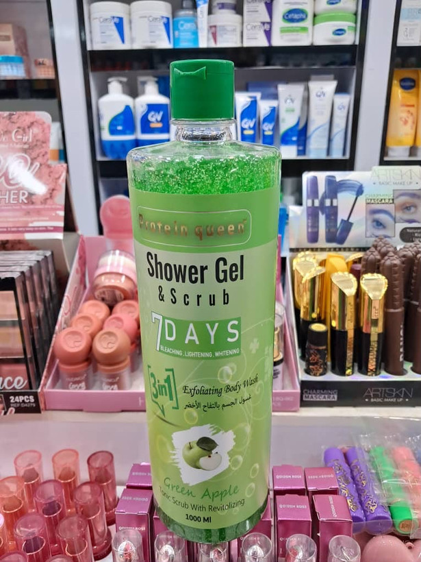 ژل شستشو و اسکراب بدن ۳ در ۱ پروتئین کوئین (Protein Queen) مدل Green Apple حجم ۱۰۰۰