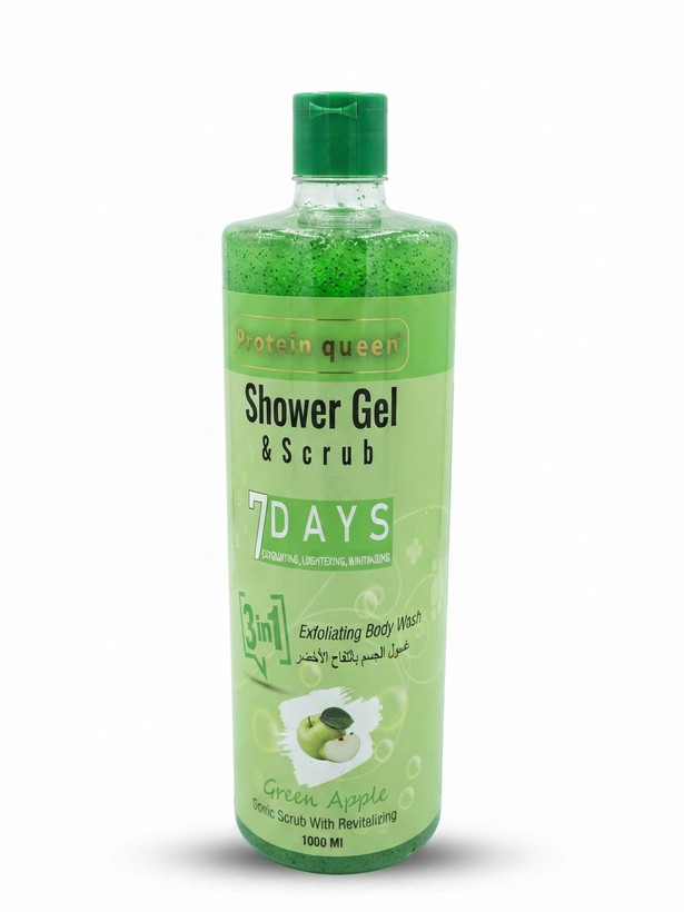 ژل شستشو و اسکراب بدن ۳ در ۱ پروتئین کوئین (Protein Queen) مدل Green Apple حجم ۱۰۰۰