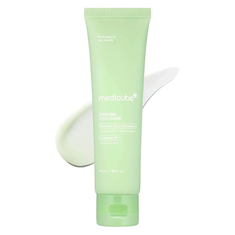 کرم مرطوب‌کننده و ترمیم‌کننده مدی‌کیوب مدل Exosome Cica Cream حجم 50 میلی‌لیتر مناسب پوست‌های حساس و مستعد آکنه