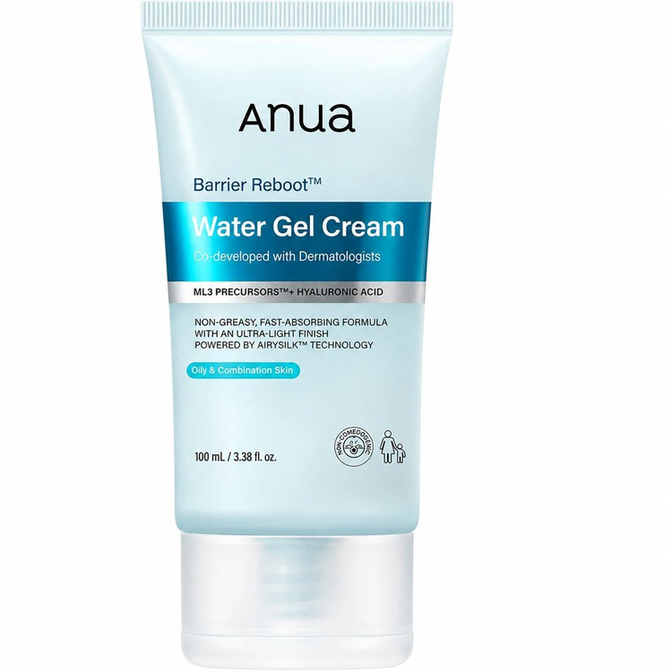 کرم ژل آبی آنوا مدل Barrier Reboot Water Gel Cream حجم 100 میلیلیتر مناسب پوستهای چرب و مختلط با فناوری Airysilk 