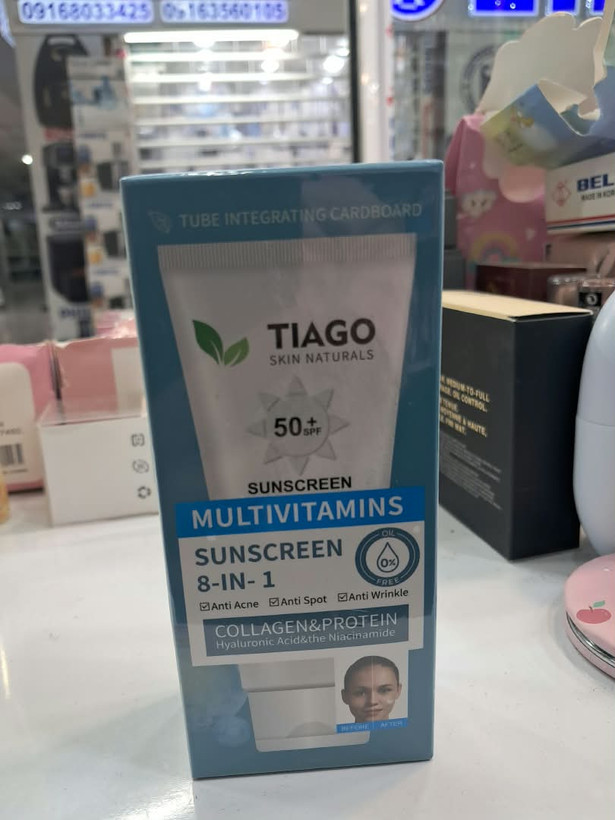 ضد آفتاب مولتی ویتامین تیاگو مدل 8-in-1 با SPF 50 پلاس و هیالورونیک اسید