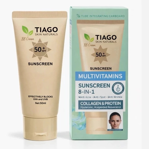 ضد آفتاب مولتی ویتامین تیاگو مدل 8-in-1 با SPF 50 پلاس و هیالورونیک اسید