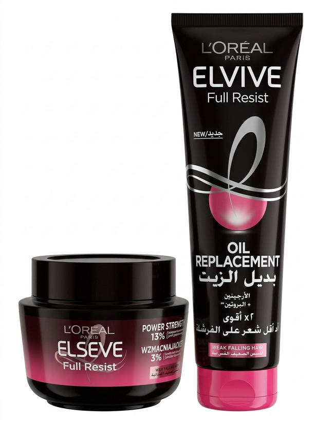 پک تخصصی ضد ریزش و تقویتکننده لورآل (L'Oréal) مدل Full Resist – شامل ماسک داخل حمام و کرم موی بعد از